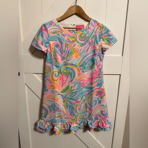 Lilly Pulitzer Carnivale Coral Masey Short Sleeve Ruffle Romper Women’s 8 EUC